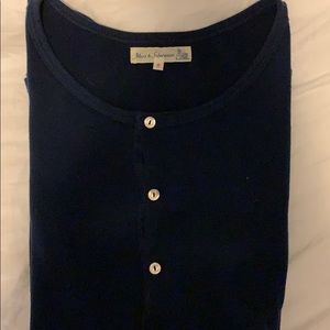 Mens Merz b. Schwanen Navy Cotton Henley